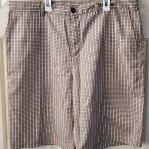 Adidas Golf Shorts Size 36 Brown Checked Pattern